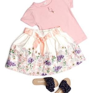 Girls Floral Skirt - White