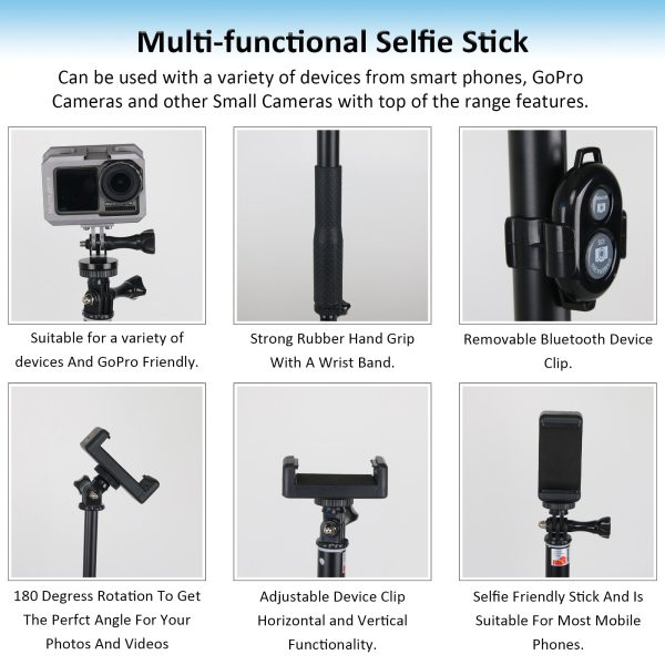 Selfie Tripod Stick Set For Mobile Phones And GoPro - Image 2