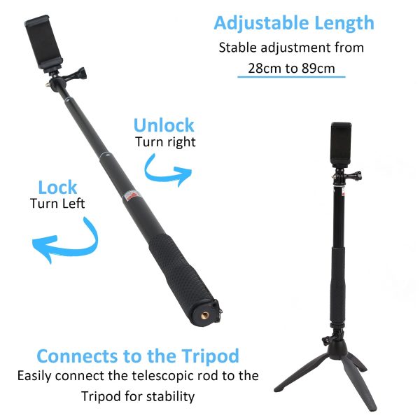 Selfie Tripod Stick Set For Mobile Phones And GoPro - Image 3