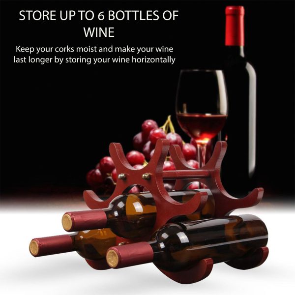 Wooden Wine Rack 6 Bottle Wine Holder - Image 2