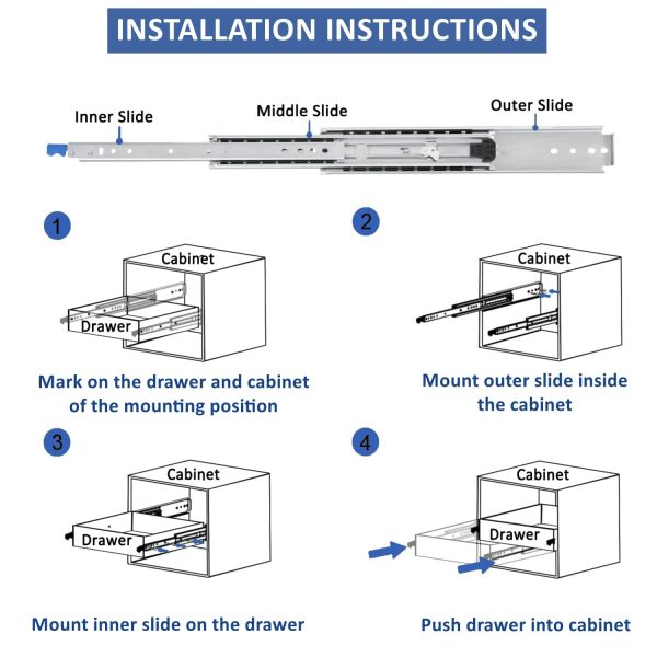 Set of 2 Heavy Duty 76mm 4 x 4 Bakkie Drawer Slides With Lock-1.9m - Image 5