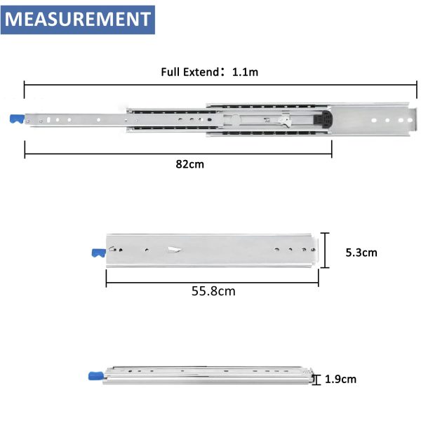 Set of 2 Heavy Duty 53mm 4 x 4 Bakkie Drawer Slides-1.1m - Image 4