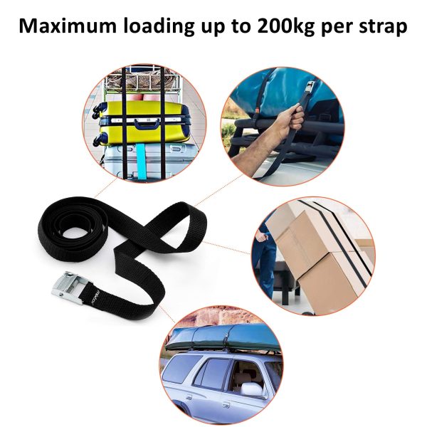 4-Pack 4m Tie Down Lashing Straps - Image 2