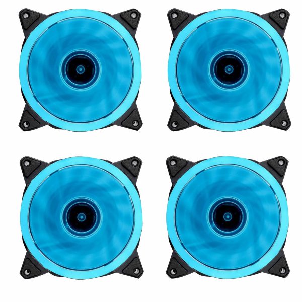 4Pcs 12cm 4 Pin Silent Computer Cooling Fan - Ice Blue