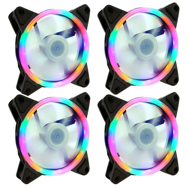 4PCS 12cm 4 Pin Silent Computer Cooling Fan - Rainbow