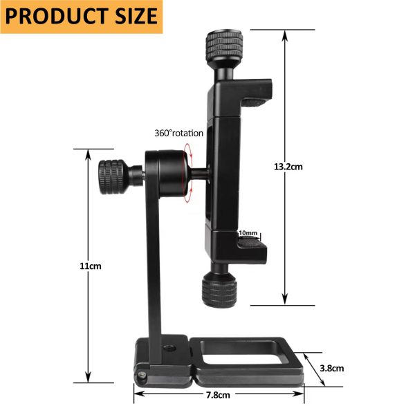 Rotation Aluminum Phone Holder Tripod Adapter - Image 5