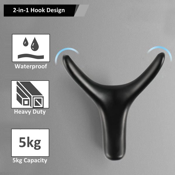 3 Pack Metal Horn Towel Coat Wall Hooks - Image 3