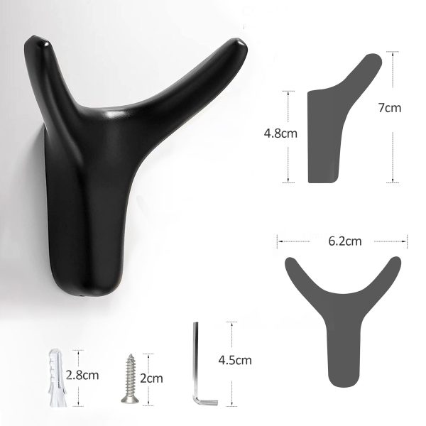 3 Pack Metal Horn Towel Coat Wall Hooks - Image 4