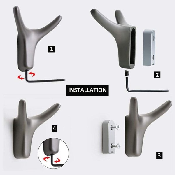 3 Pack Metal Horn Towel Coat Wall Hooks - Image 5