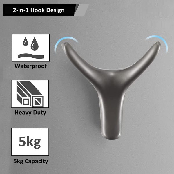 3 Pack Metal Horn Towel Coat Wall Hooks - Image 16