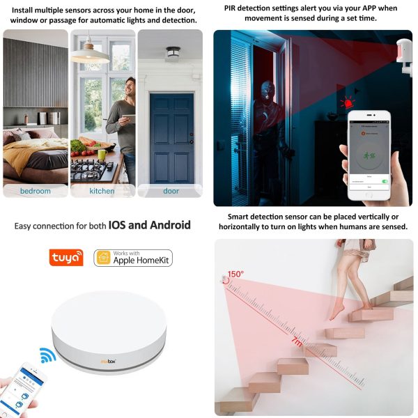 3Pcs Tuya HomeKit Smart Gateway Home Sensor Kit - Image 4