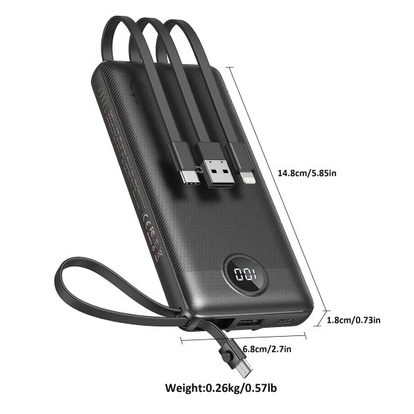 Veektomx 10000mAh 4 Outputs Power Bank With Built in Cables - Image 5