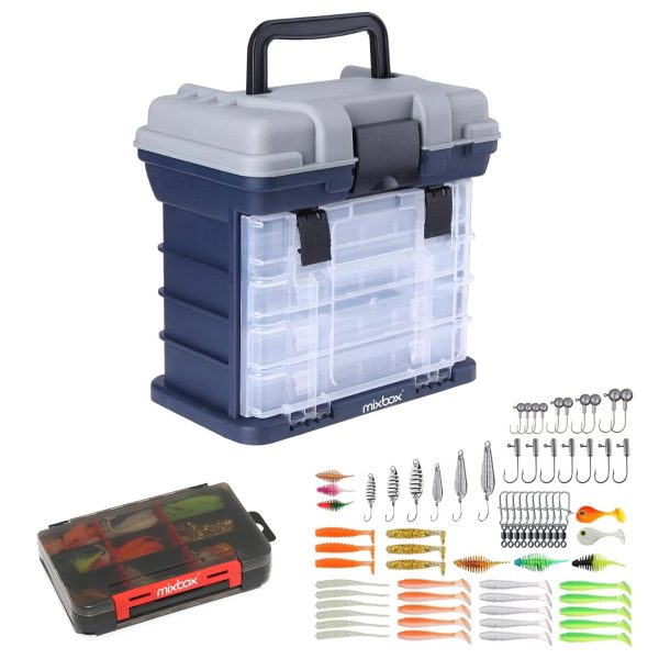 75PCs Fishing Baits Lures Kit and Tackle Storage Box Set