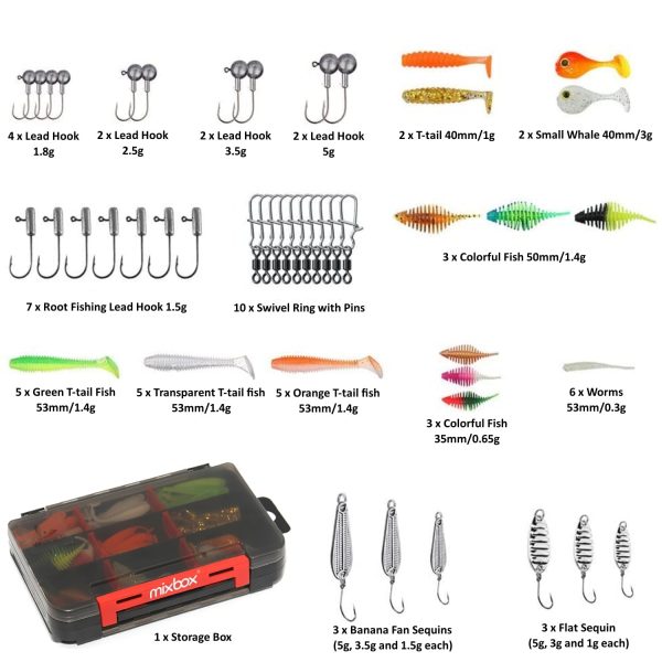 75PCs Fishing Baits Lures Kit and Tackle Storage Box Set - Image 3