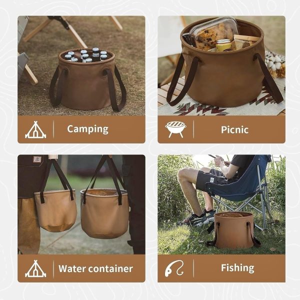 Camping Folding Wash Basin Fishing Collapsible Bucket 20L - Image 2