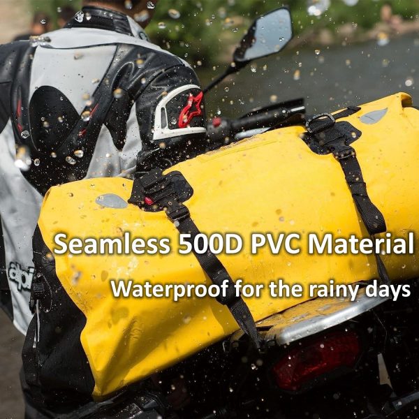 66L Waterproof PVC Motorcycle Tail Duffle Dry Bag - Yellow - Image 3