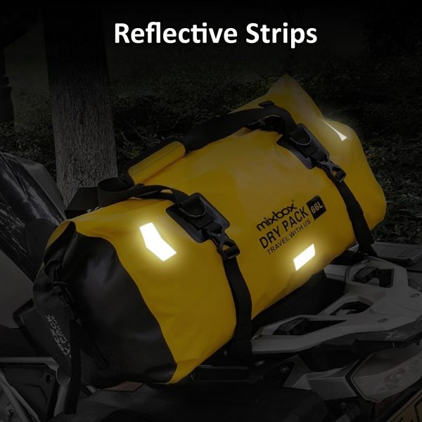 66L Waterproof PVC Motorcycle Tail Duffle Dry Bag - Yellow - Image 4