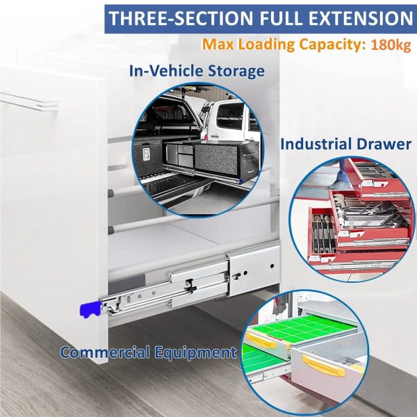 Set of 2 Heavy Duty 76mm 4 x 4 Bakkie Drawer Slides With Lock-2.9m - Image 2