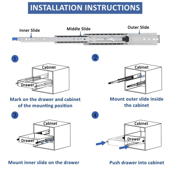 Set of 2 Heavy Duty 76mm 4 x 4 Bakkie Drawer Slides With Lock-2.9m - Image 4