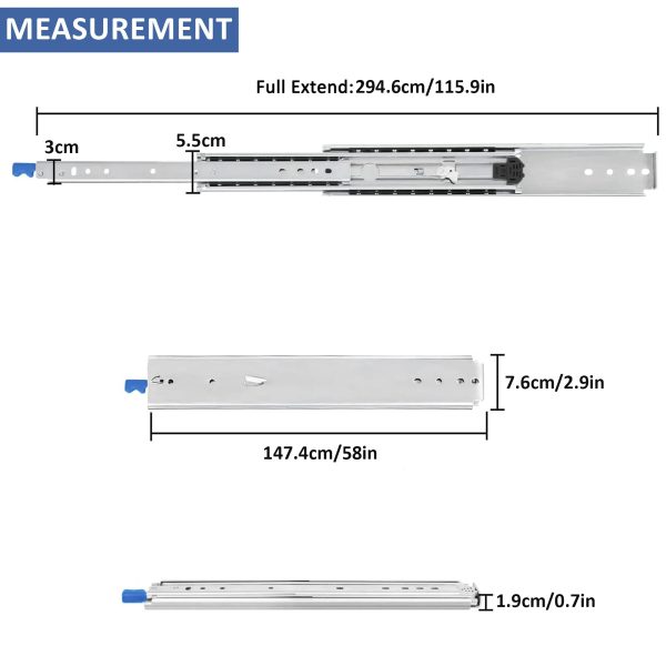 Set of 2 Heavy Duty 76mm 4 x 4 Bakkie Drawer Slides With Lock-2.9m - Image 5