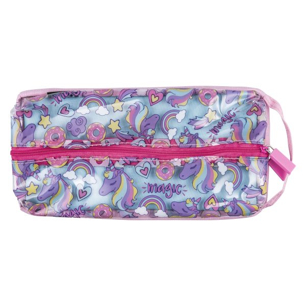 Quest Clear PVC Pencil Case Rainbow Pink