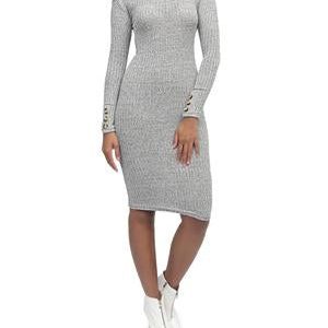 Rib Bodycon Dress - Grey