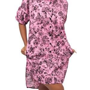 Swing Shirt Dress - Pink