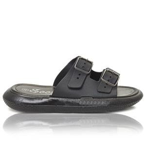 Double Buckle Sandals - Black