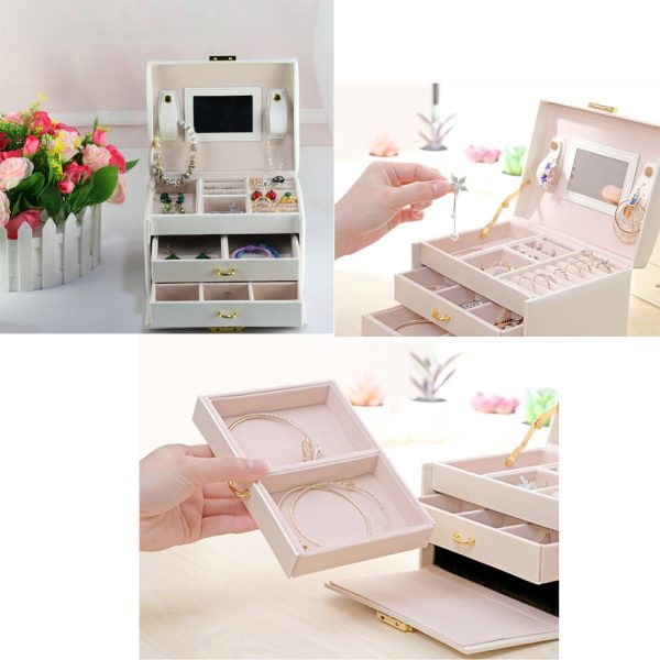 3 Tier Jewelry Lockable Storage Organizer Box - Image 4