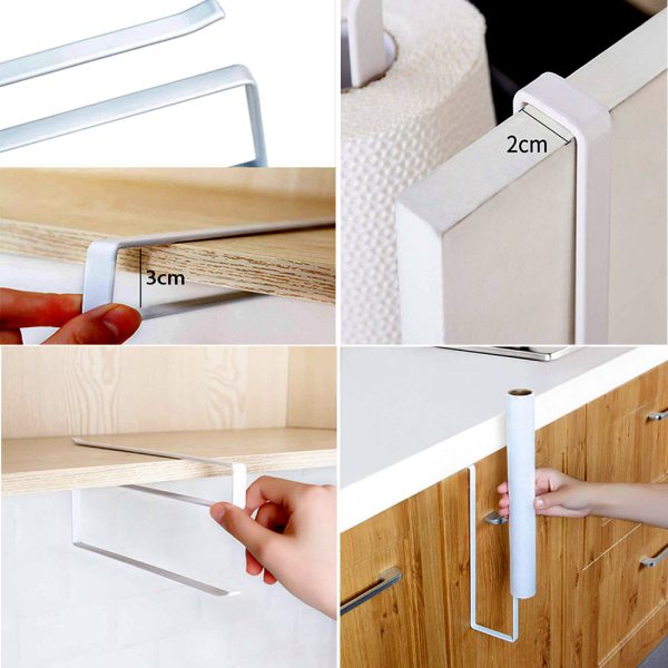 Under Cabinet Paper Towel Hanger & 2Pcs Wine Glass Rack - Image 2