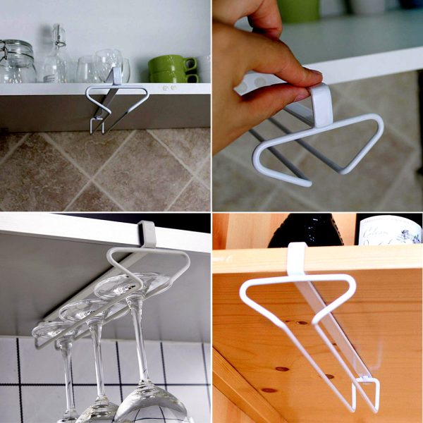 Under Cabinet Paper Towel Hanger & 2Pcs Wine Glass Rack - Image 3