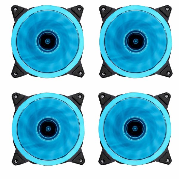 4Pcs 12cm Silent Computer Cooling Fan - Ice Blue