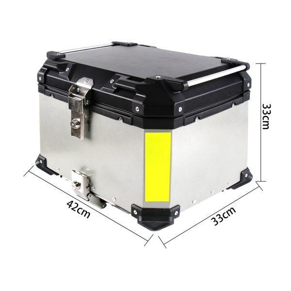 45L Motorcycle Aluminum Alloy Top Box - Silver - Image 4