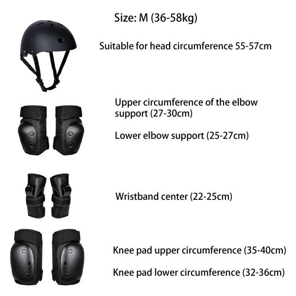 Skateboard Knee Elbow Pads & Helmet 7Pcs Set for Kids & Youngs - Image 6