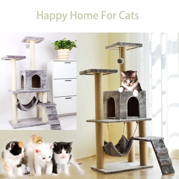 Large Cat Tree with Hammock Sisal Scratcher - Image 2