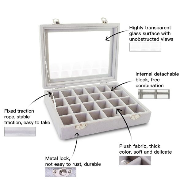 24 Slots Velvet Jewelry Display Tray - Image 6