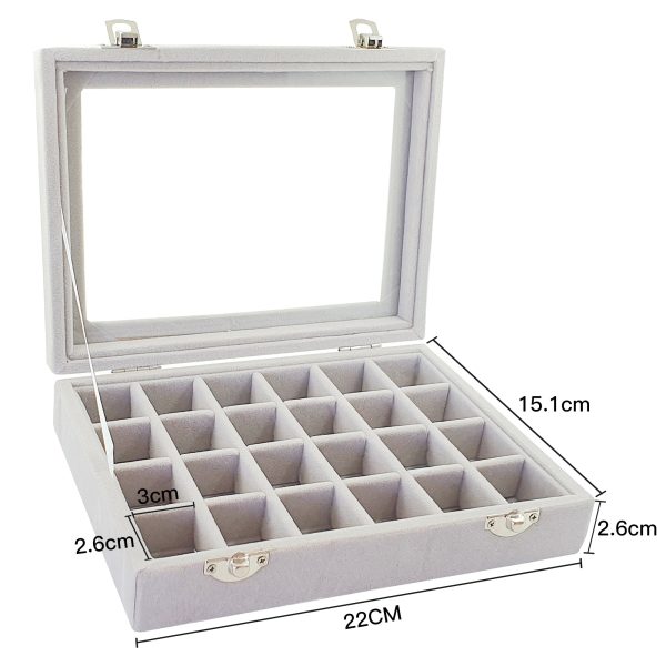 24 Slots Velvet Jewelry Display Tray - Image 7