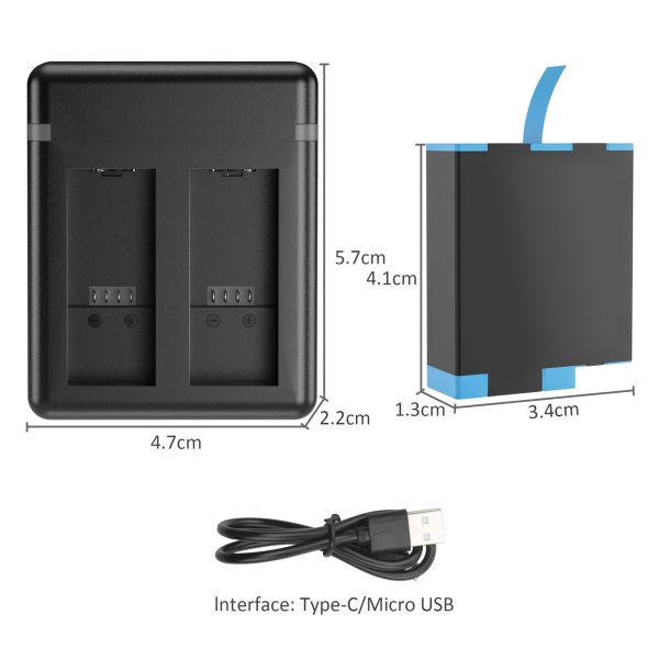 2 Pack Battery With Dual Charger Set for GoPro Hero 9 - Image 5