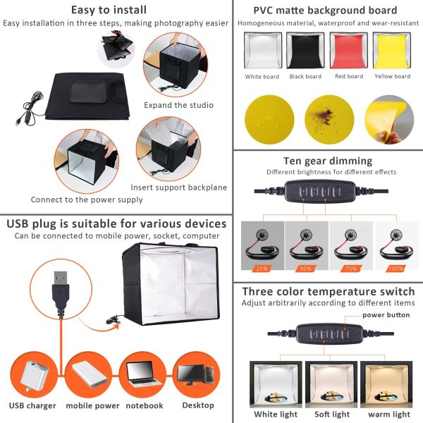 30cm Portable Photography Studio LED Light Box Set - Image 3