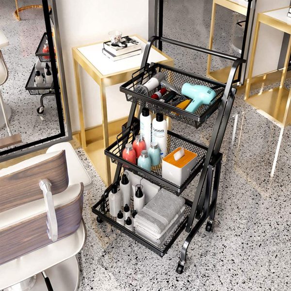 3 Tier Adjustable Rolling Utility Cart - Image 2