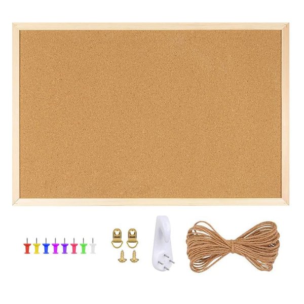 Wall-Mounted Wooden Frame Cork Board 50 x 70cm