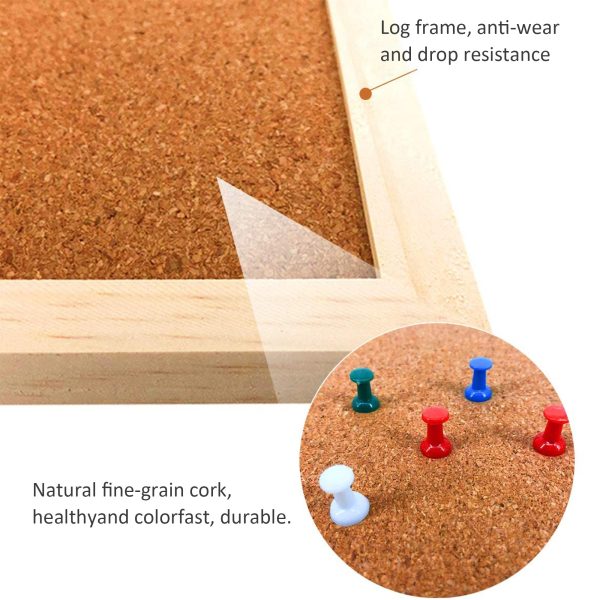 Wall-Mounted Wooden Frame Cork Board 50 x 70cm - Image 4