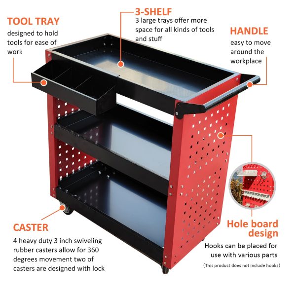 3 Shelf Utility Cart Tool Box - Image 3