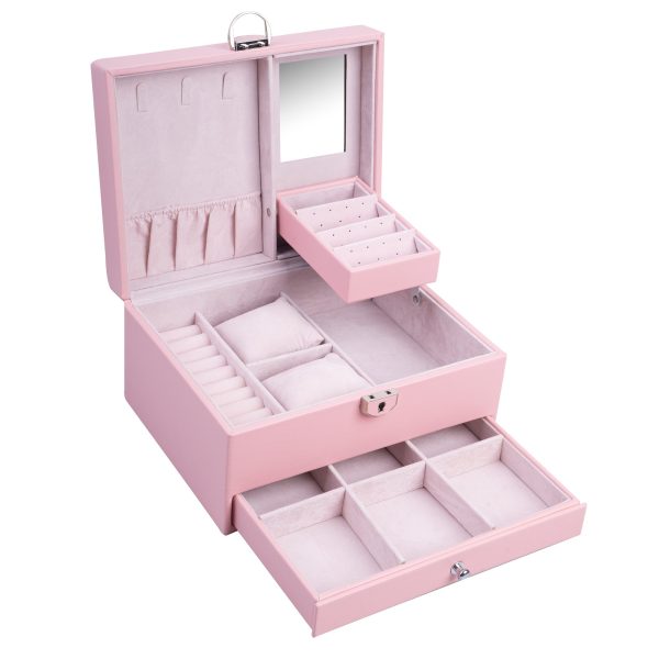 PU Leather Jewelry Box Organizer with Drawer - Image 9