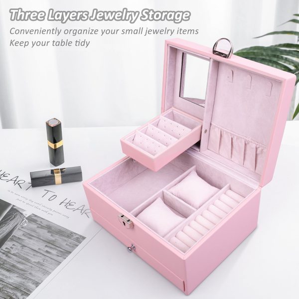 PU Leather Jewelry Box Organizer with Drawer - Image 10