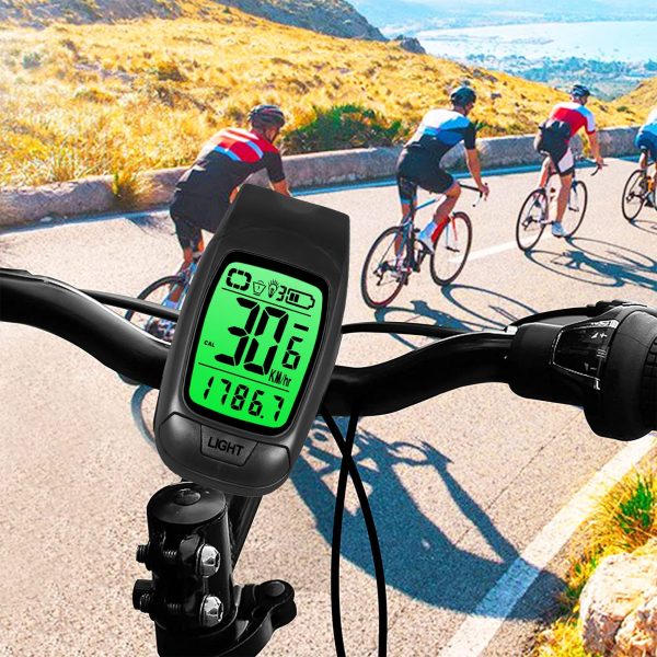 Cycle Computer Bicycle Odometer Speedometer with Light and Horn - Image 2