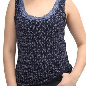 Printed Lace Vest - Navy