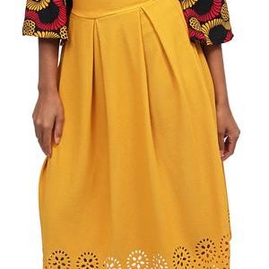 Laser Cut Skirt - Mustard