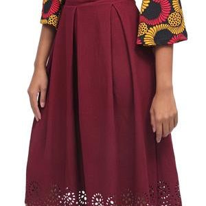 Laser Cut Skirt - Burgundy