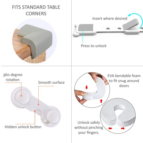 24 Piece Child Safety Locks Edge Corner Guards Set - Image 3